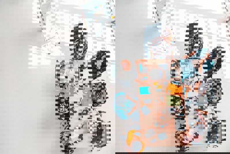 A picture of a training session shot from above